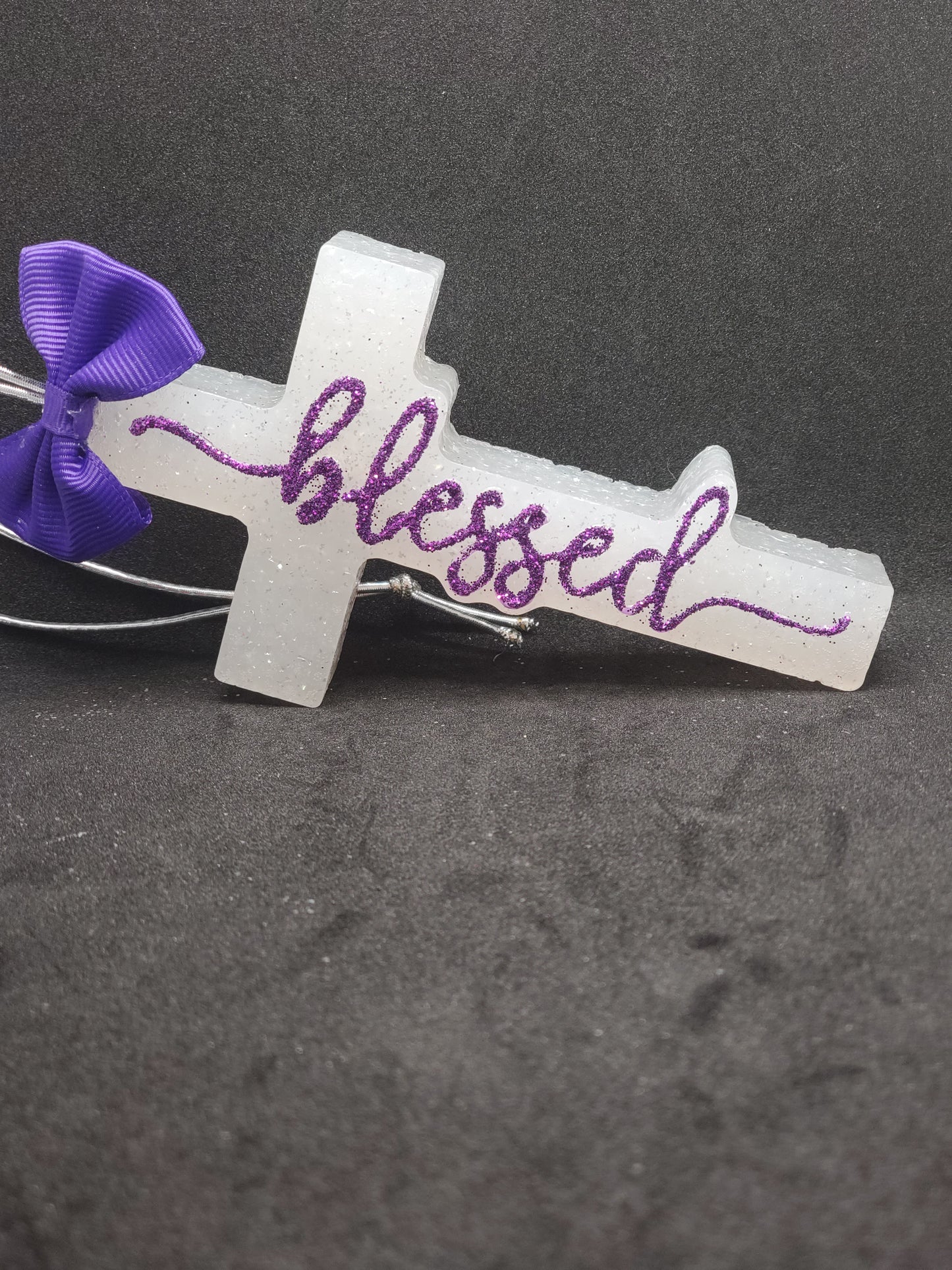 Blessed Cross- Purple on white