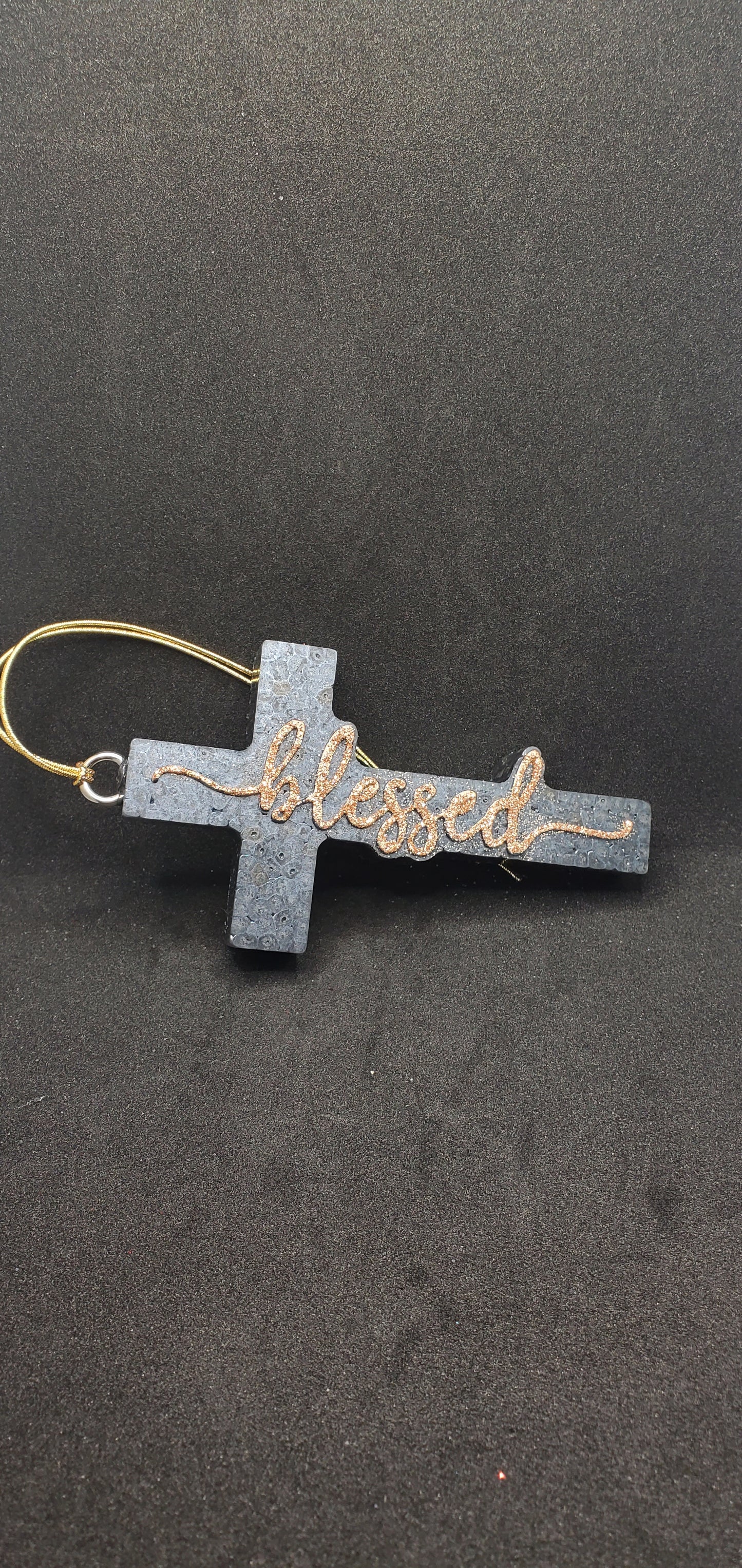 Blessed Cross- Gold on Black