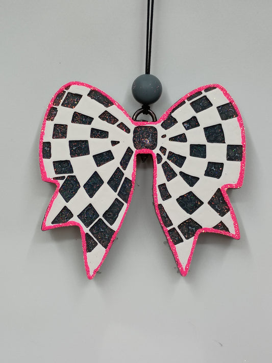 Checkered Bow Freshie---Coquette Bow car freshener