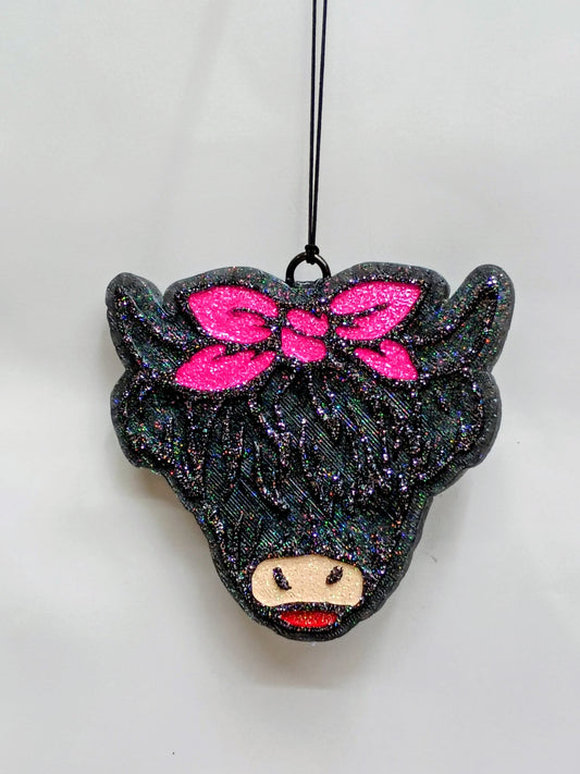 Highland Cow Freshie - Cow with bow Car Freshener