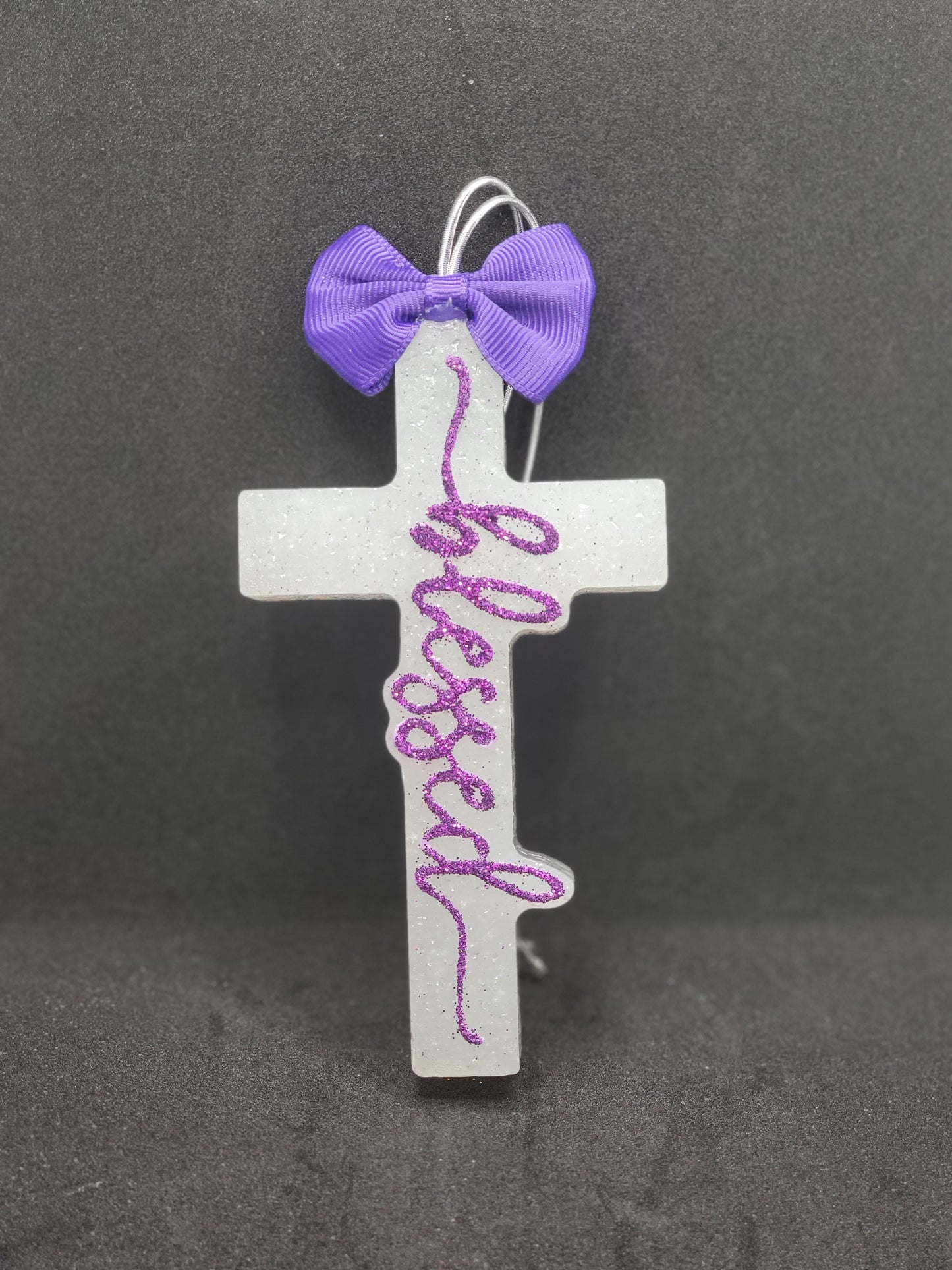 Blessed Cross- Purple on white