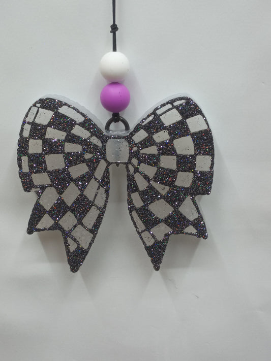 Checkered Bow  Freshie---Coquette Bow car freshener
