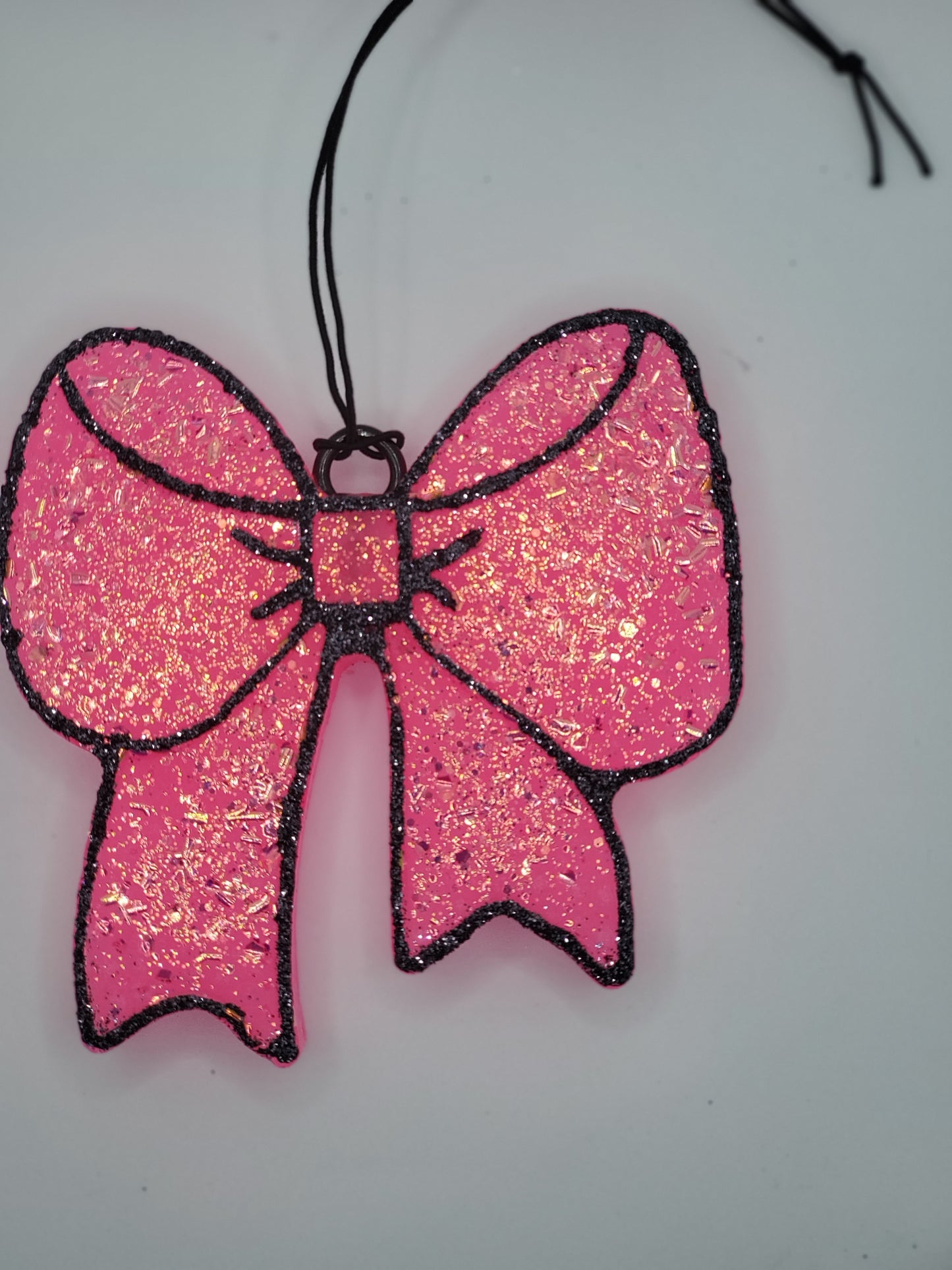 Coquette Bow-- Black on Pink with Holographic effects