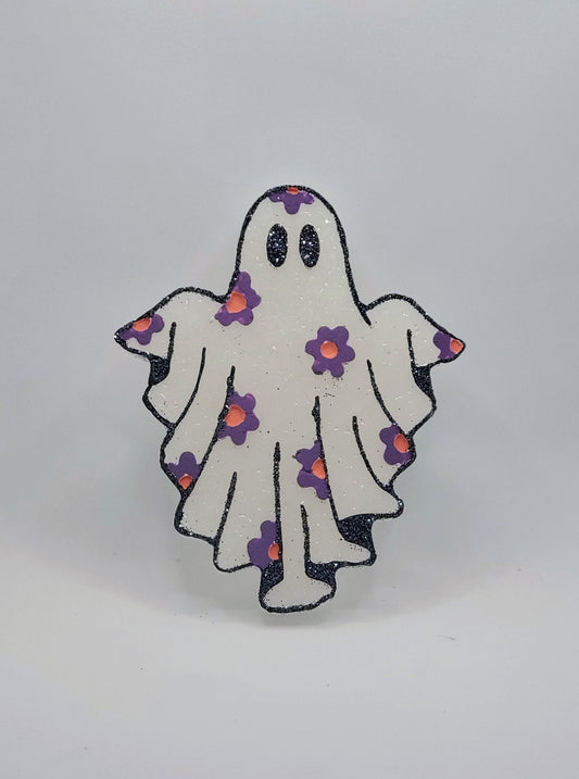 Ghost with Flowers / Pearl White base Halloween Theme