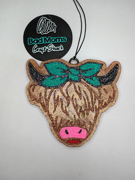 Highland Cow Freshie - Cow with bow Car Freshener