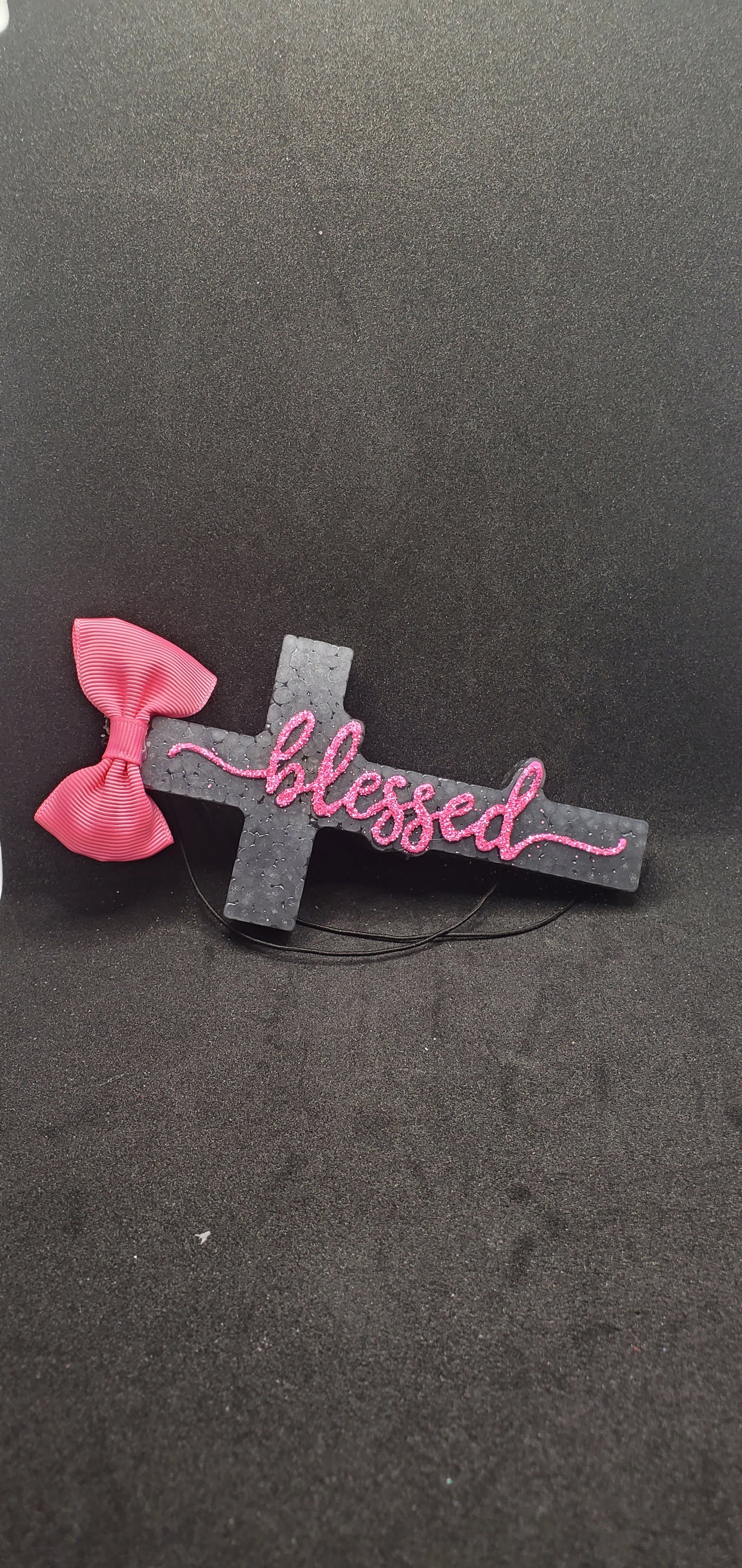 Blessed Cross- Pink on Black